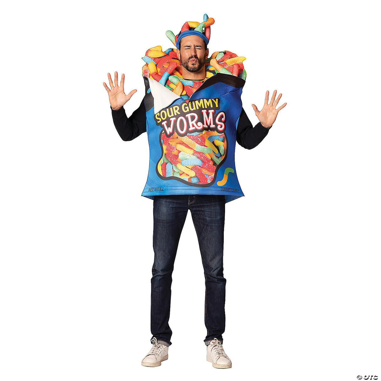 Adults Sour Gummy Worms Costume – Funny Candy Halloween Cosplay Party Outfit