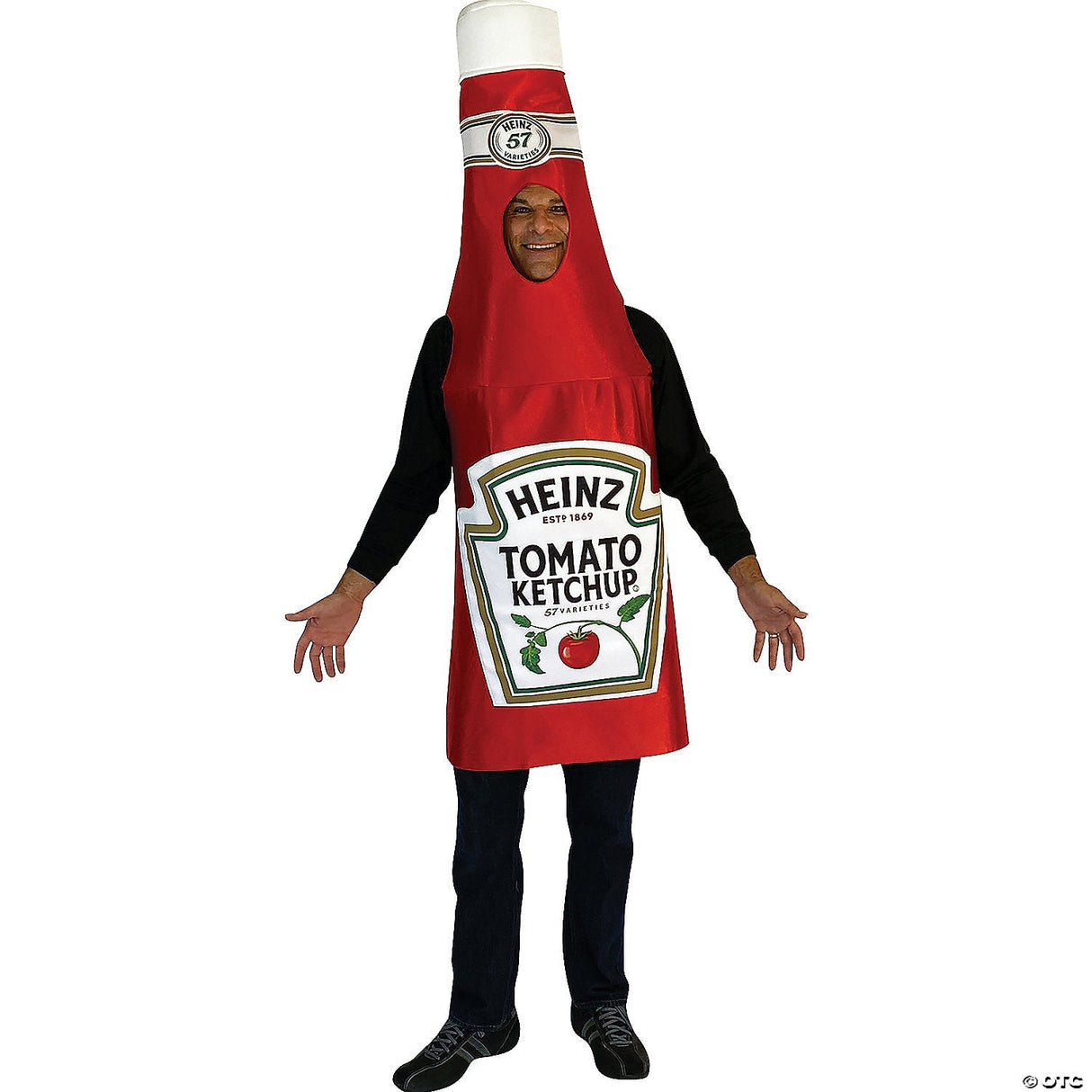 Adults Classic Heinz™ Ketchup Bottle Costume Funny Food Halloween Cosplay Outfit