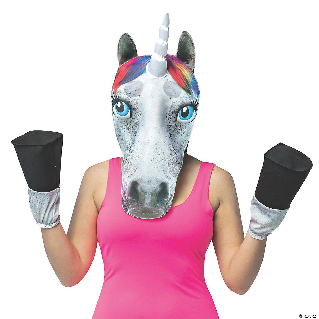 Adult's Unicorn Head Mask With Hooves Scary Halloween Mask Cosplay Prop Costume
