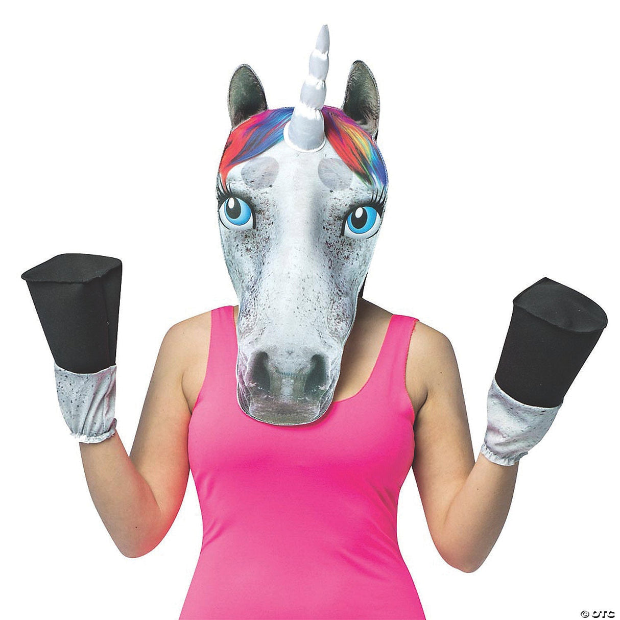 Adult's Unicorn Head Mask With Hooves Scary Halloween Mask Cosplay Prop Costume