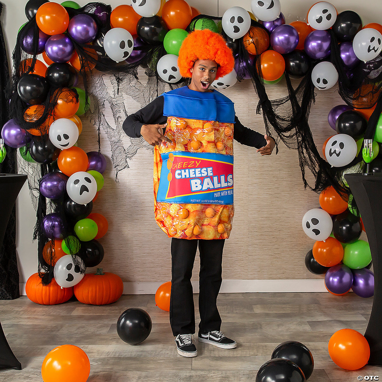 Adults Cheeseballs Costume – Funny Snack Food Halloween Cosplay Party Outfit