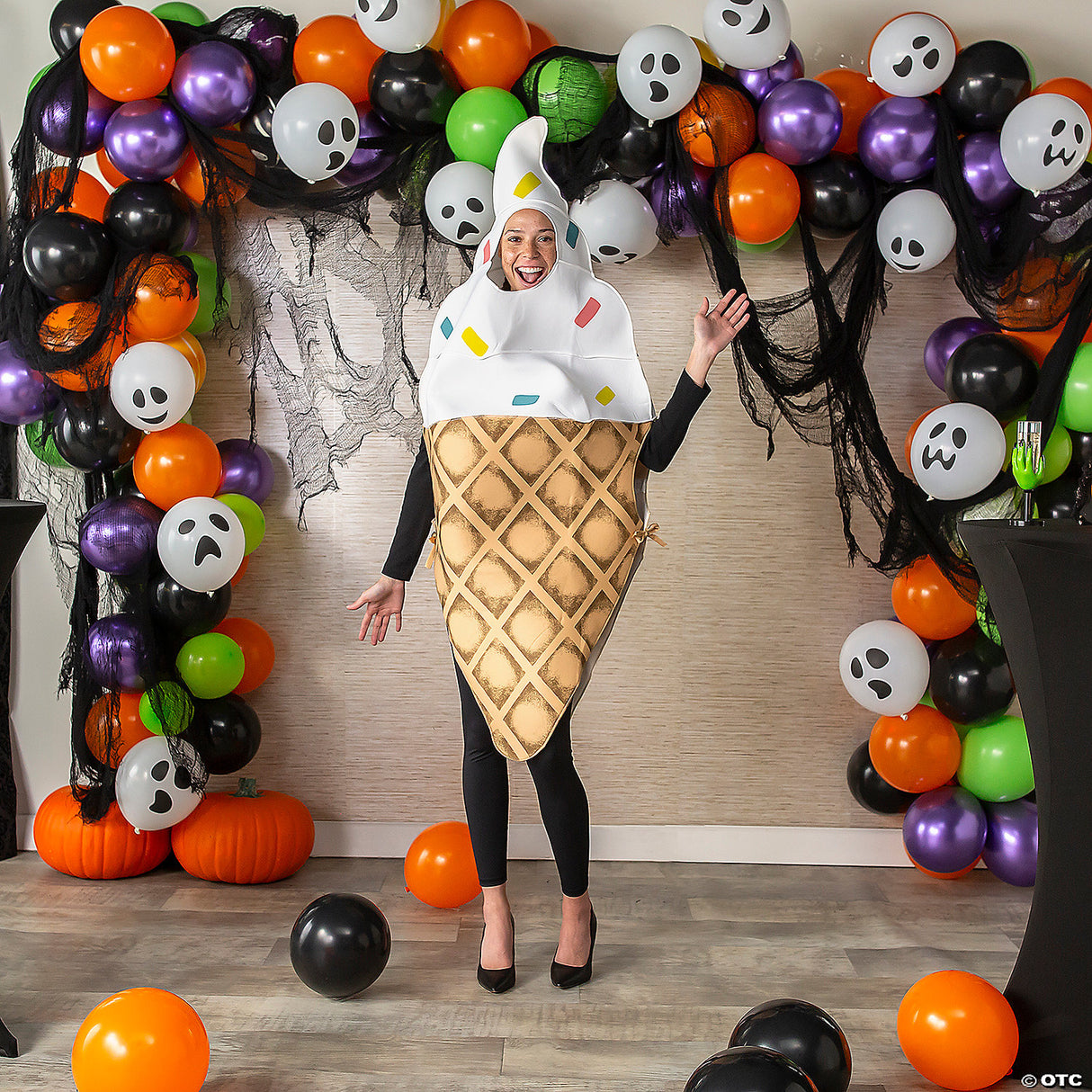 Adults Ice Cream Cone Costume – Funny Dessert Halloween Cosplay Party Outfit