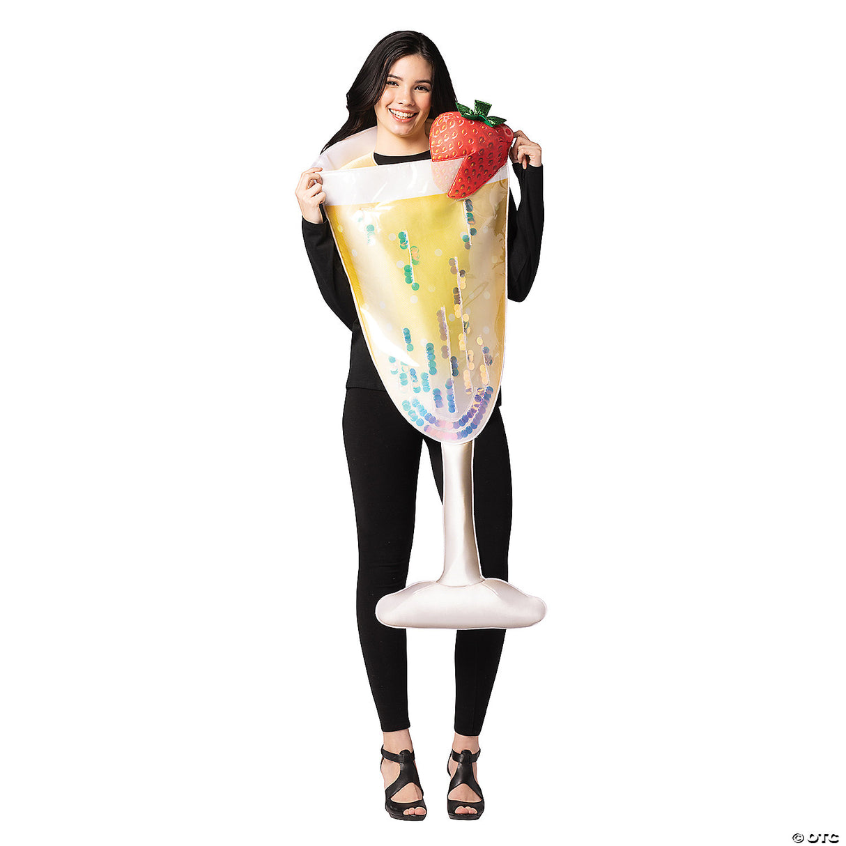 Adults Champagne Flute Glass Costume – Funny Drink Halloween Cosplay Outfit