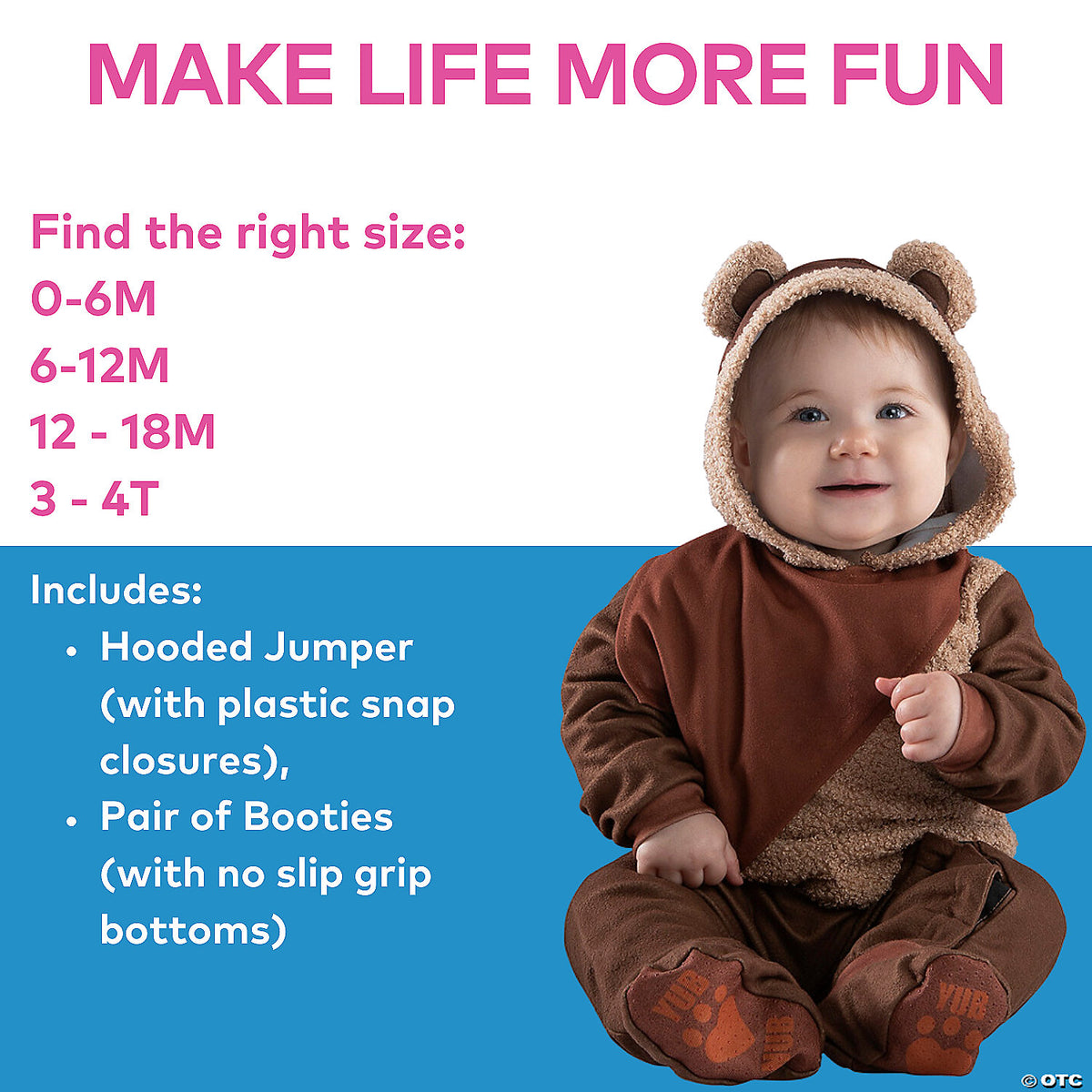 INFANT EWOK COST 0-6M - Baby Halloween Costume Cosplay Dress Up & Party Outfit