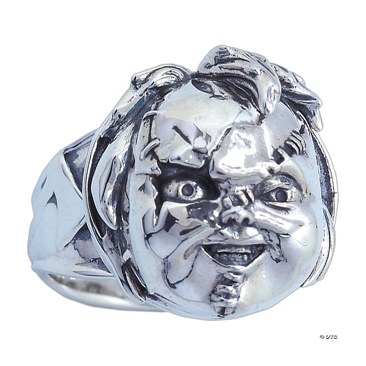 Child’s Play™ Scarred Chucky Face Plated Brass Ring - Size 12 - Kids Halloween