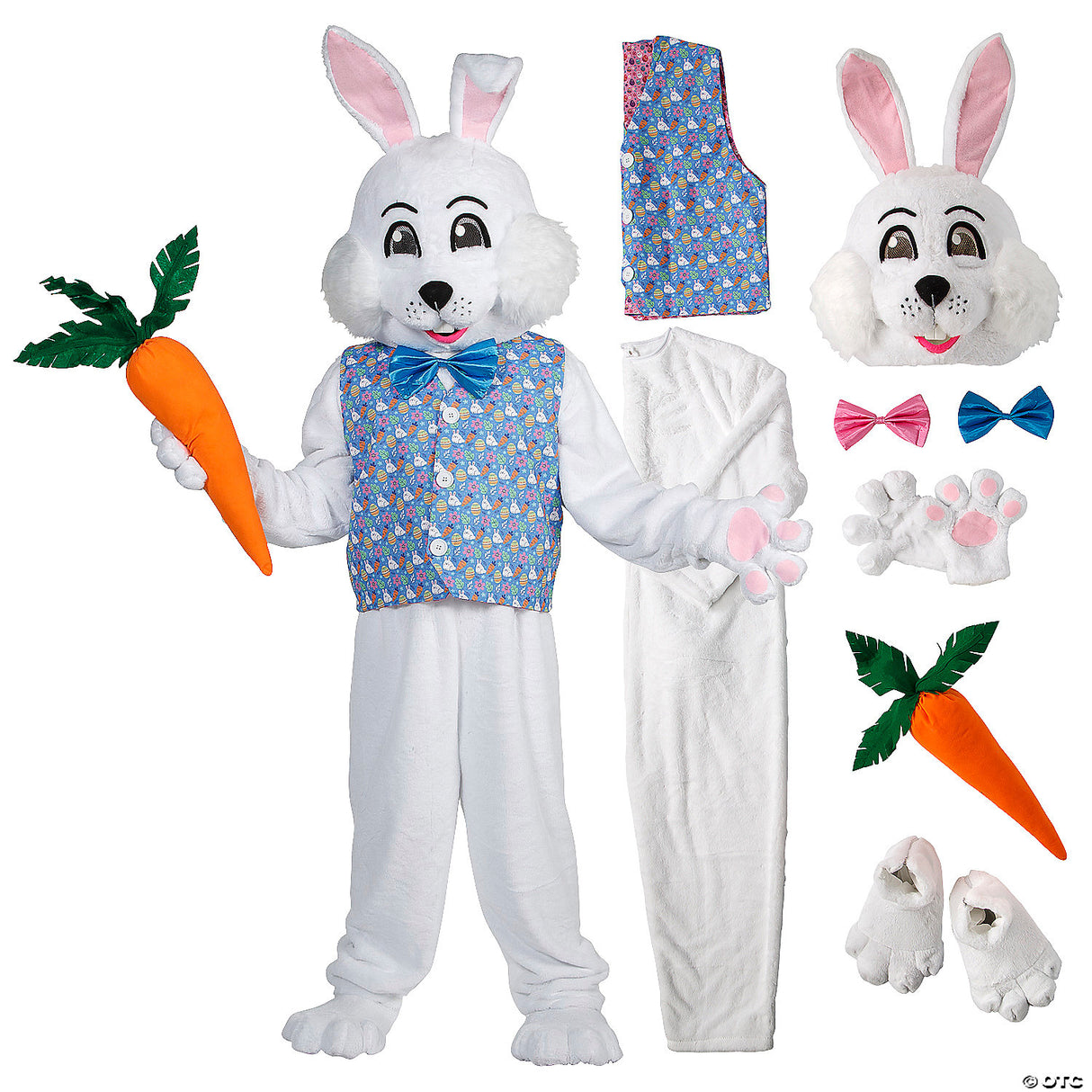Adults Easter Bunny Costume With Reversible Vest & Bowtie Holiday Cosplay Outfit