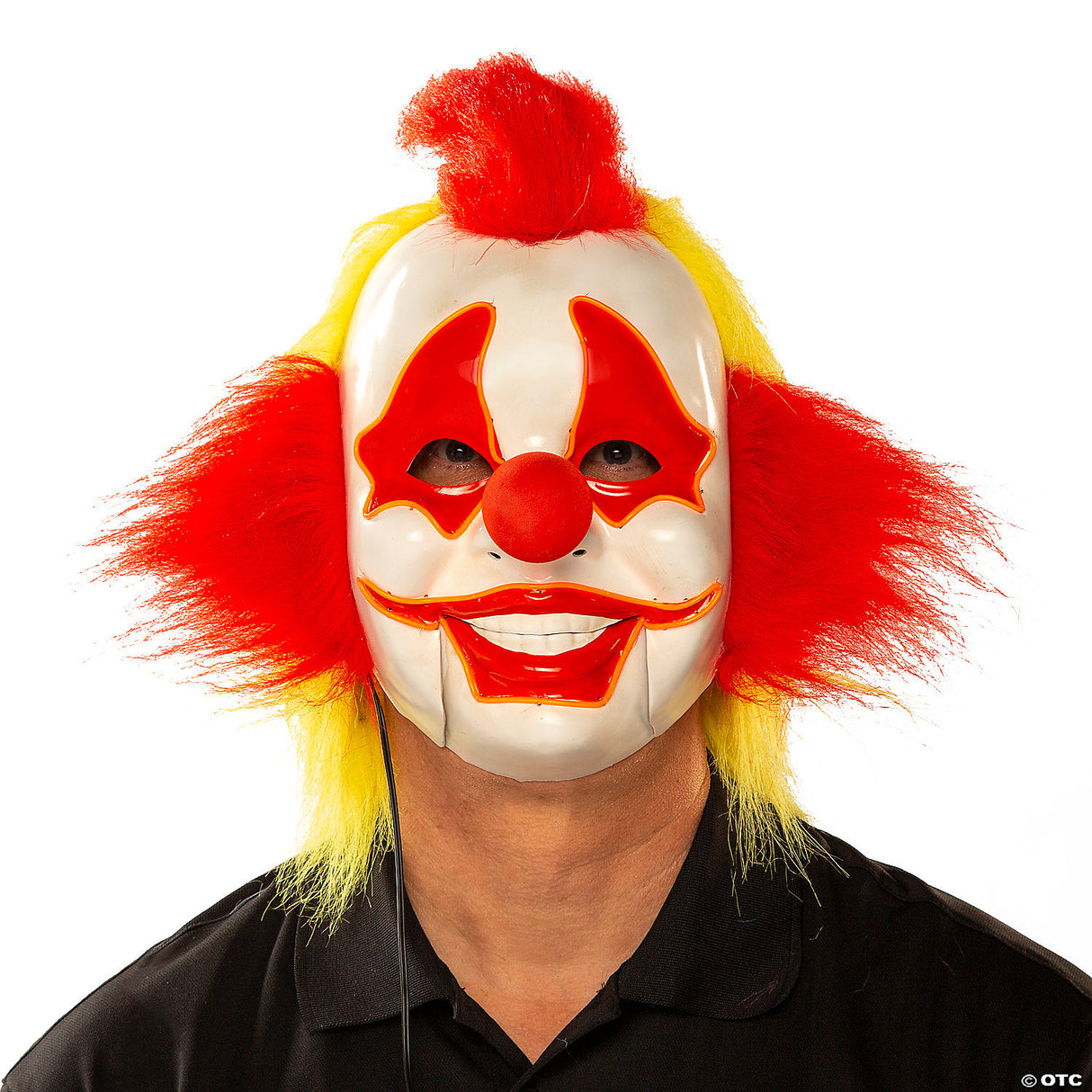 LED Moving Mouth Clown Mask Red Yellow Light Up Halloween Adult Costume