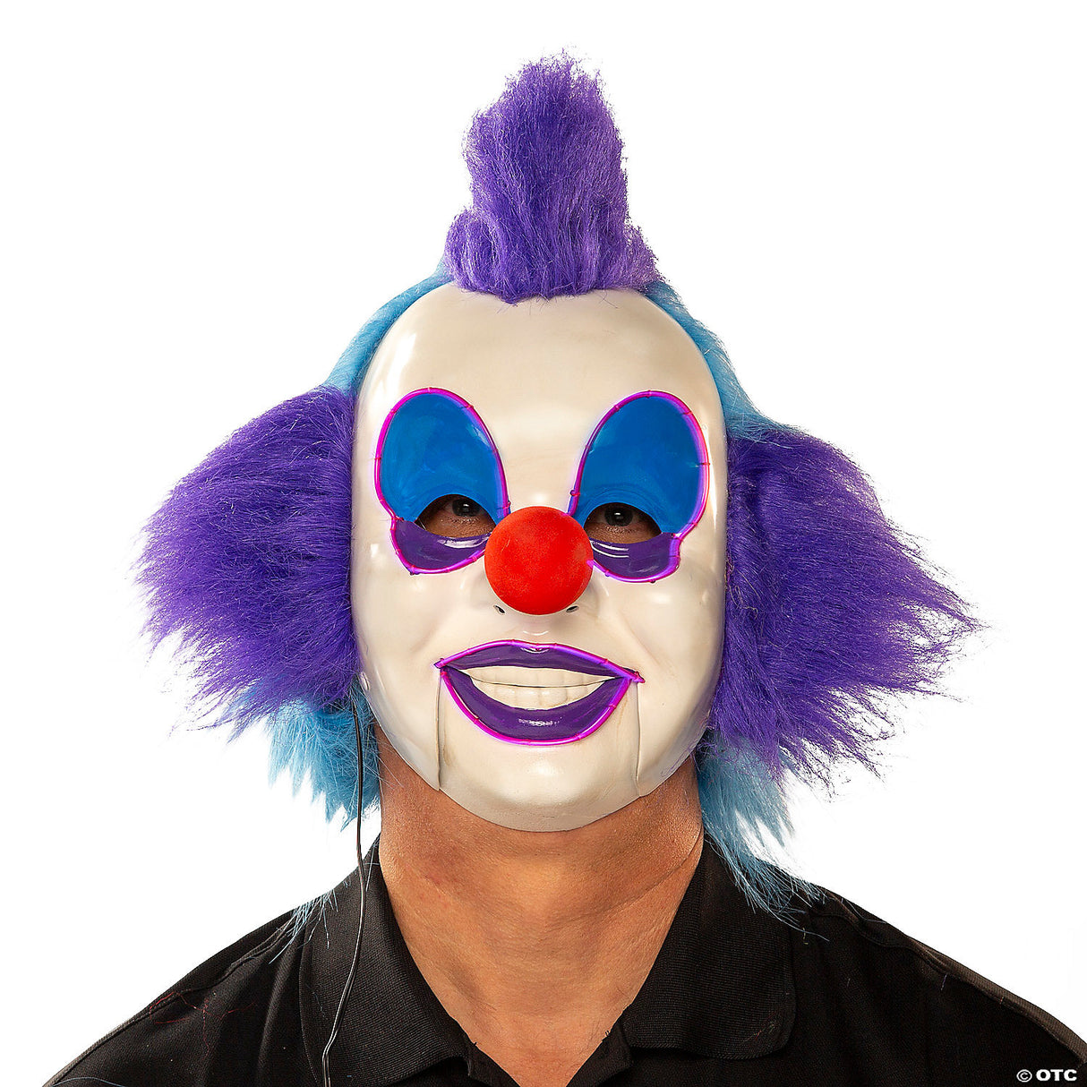 LED Moving Mouth Clown Mask Purple Blue Light Up Halloween Adult Costume