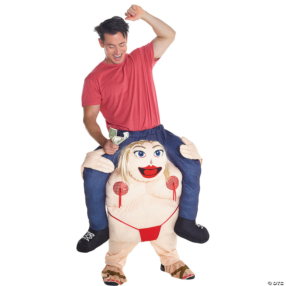 Adult Fat Stripper Piggyback Costume – Funny Ride-On Gag Halloween Party Costume