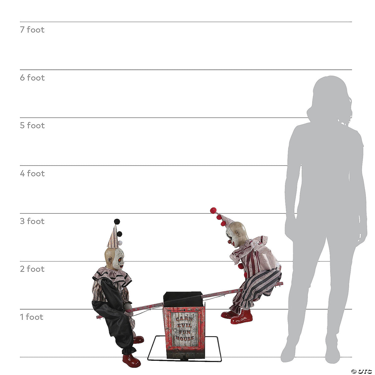 3 Ft. Animated See-saw Clowns Halloween Decoration