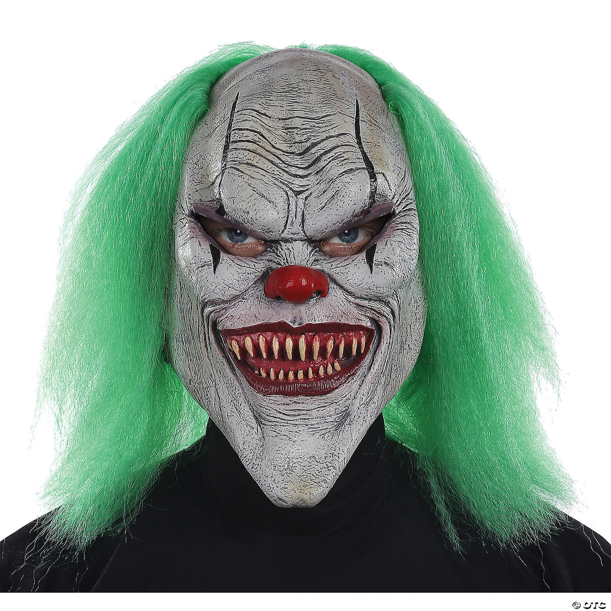 Adults Evil Clown Mask With Green Hair – Scary Clown Halloween Costume Prop