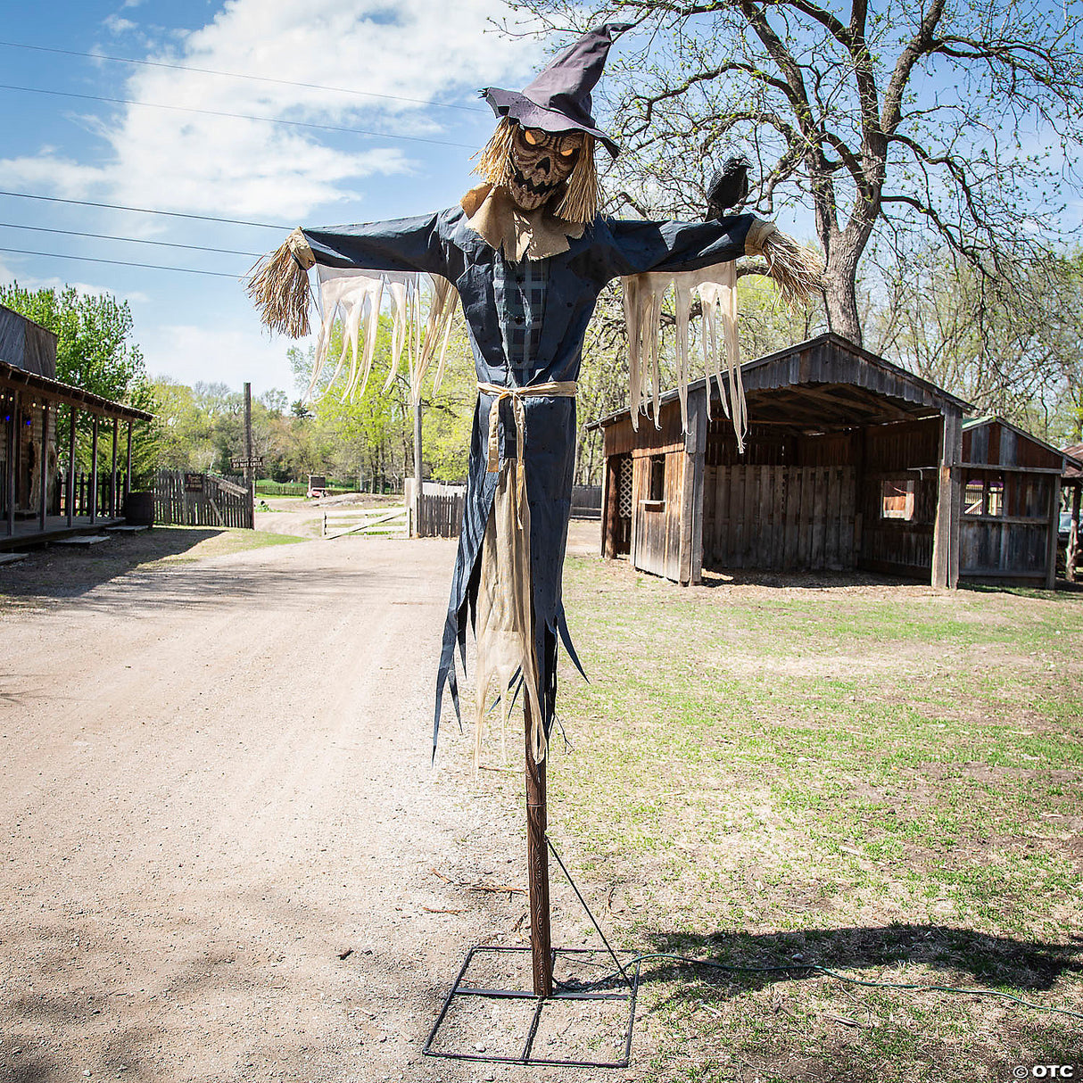 96" Animated Staked Scarecrow Prop – Creepy Halloween Yard Decoration