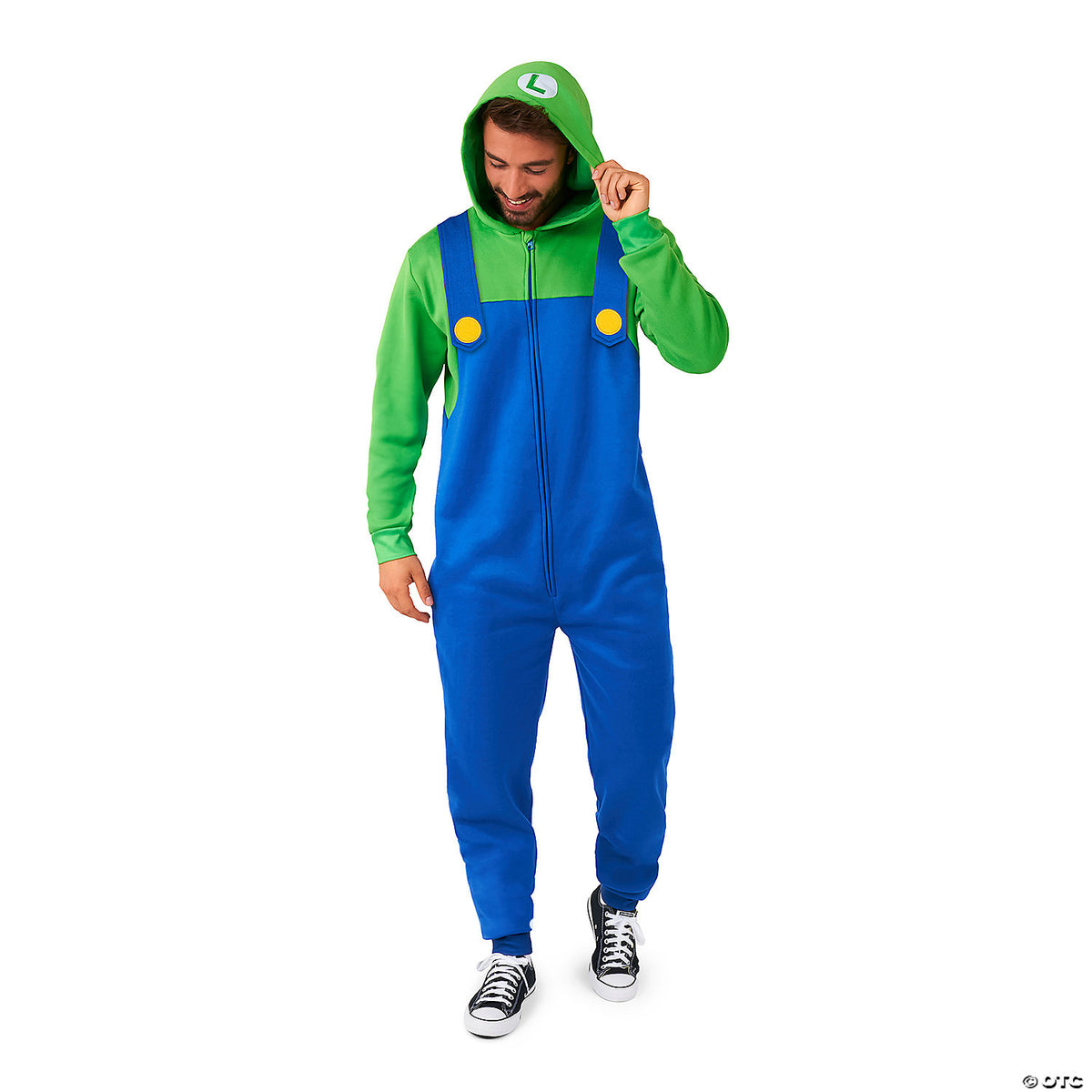 Men's Luigi™ Onesie Costume - Small 38-40 - Halloween Costume Accessory Party Dr