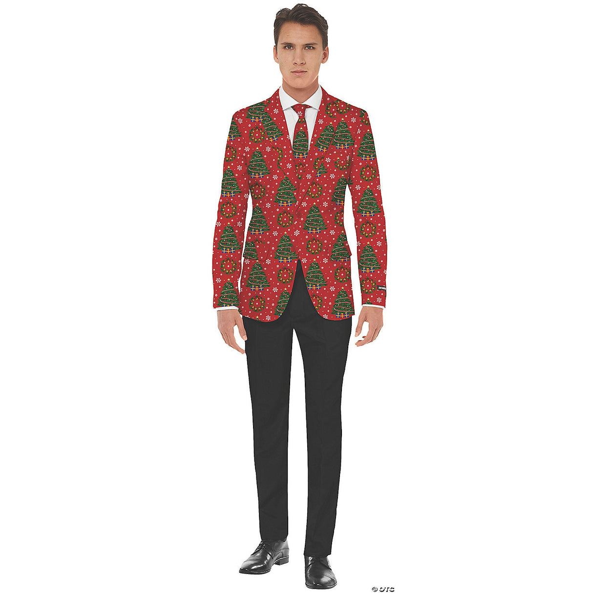 MEN'S CHRISTMAS TREES JACKET AND TIE XL - Halloween Costume Accessory Party Dres