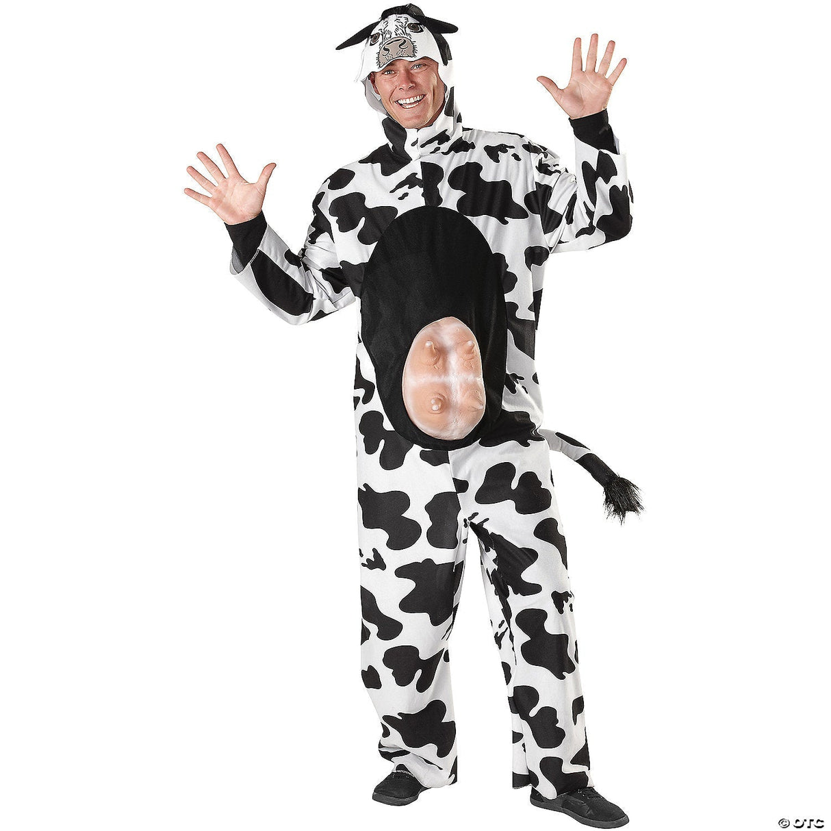 Adults Barnyard Cow Costume – Funny Farm Animal Halloween Cosplay Party Outfit