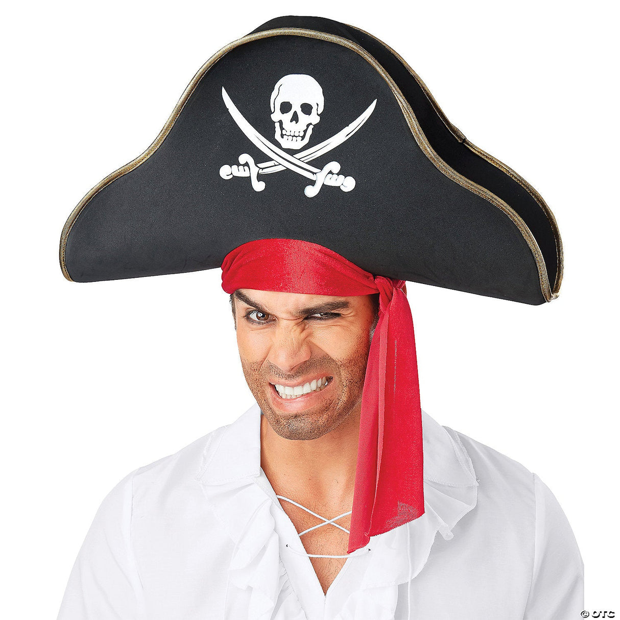 Adults Black Pirate Hat with Jolly Roger – Pirate Halloween Cosplay Costume