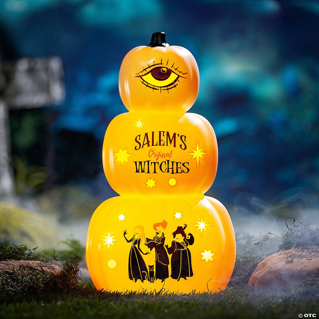 18" Hocus Pocus™ Light-up Stacked Pumpkins Tabletop Decoration