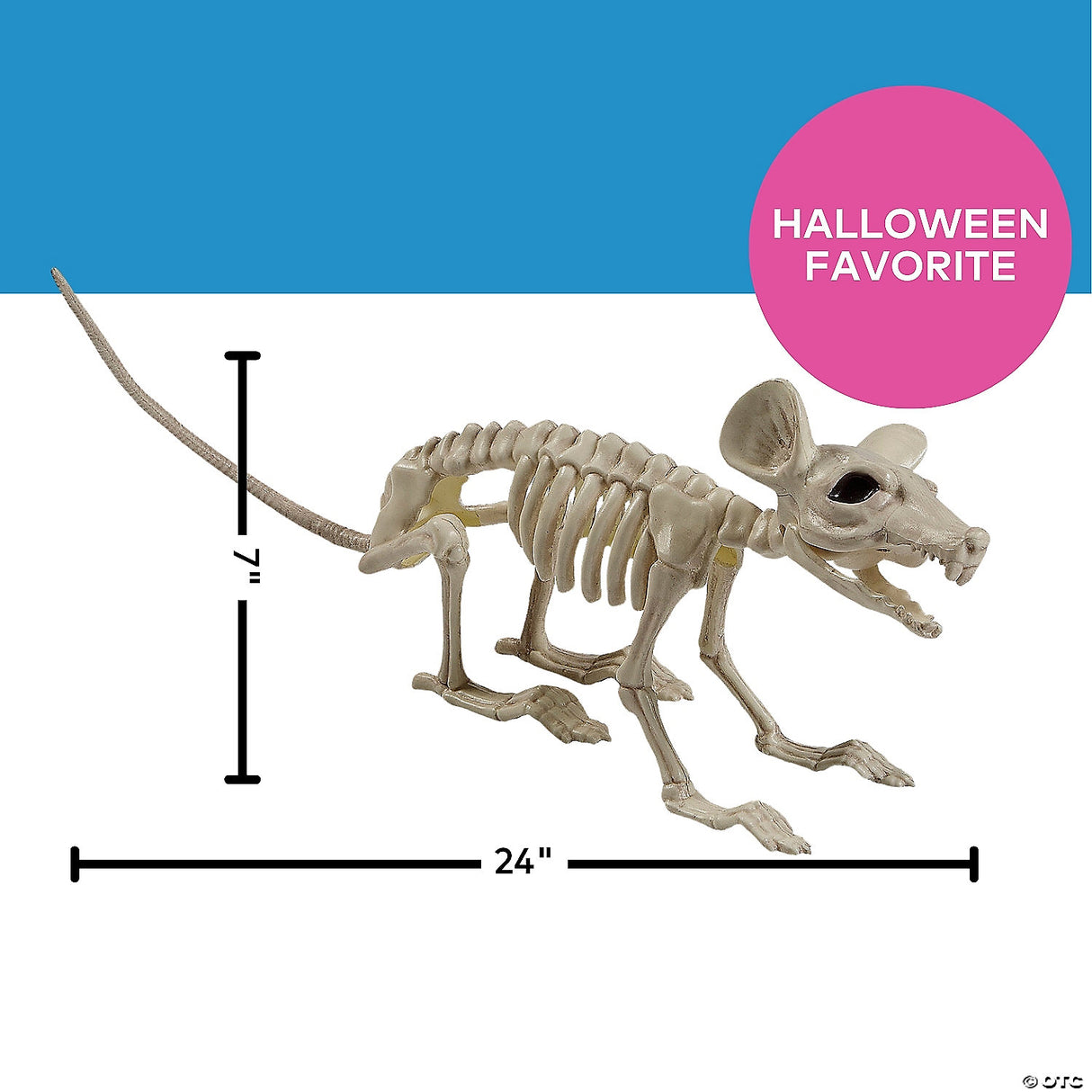 24" X 7" Plastic Rat Skeleton Halloween Tabletop Decoration