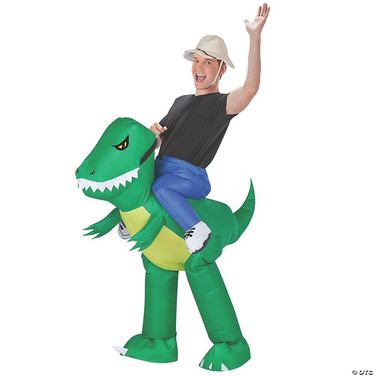 Adults Inflatable Dinosaur Rider Costume – Funny Halloween Cosplay Party Outfit