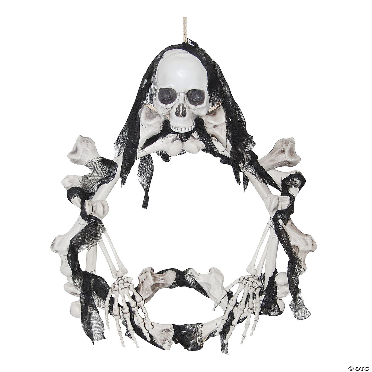 16.5" Light-Up Skeleton Wreath – Halloween Haunted House Decoration Prop