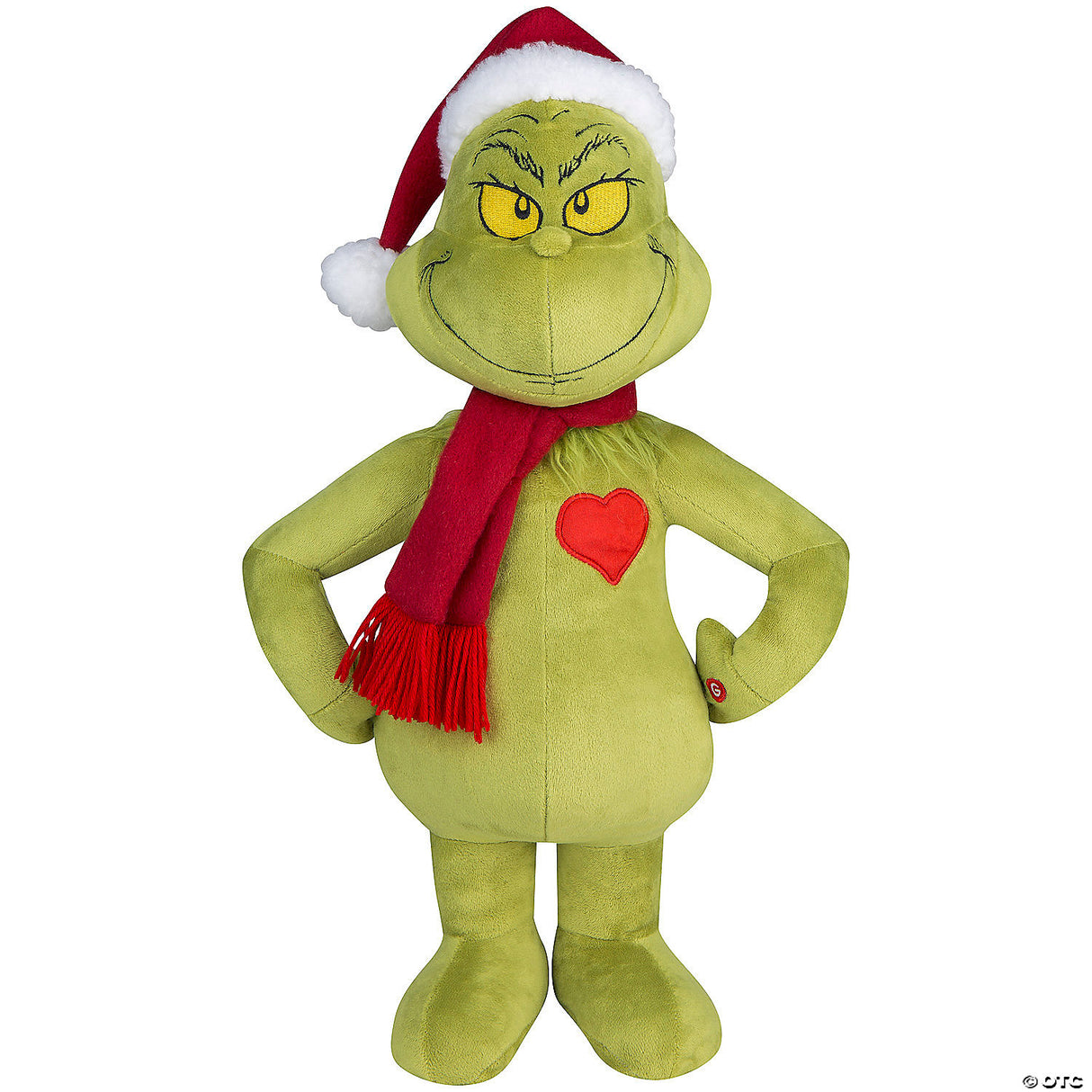 19" Holiday Greeter Stuffed Grinch With Light-up Heart Christmas Decoration