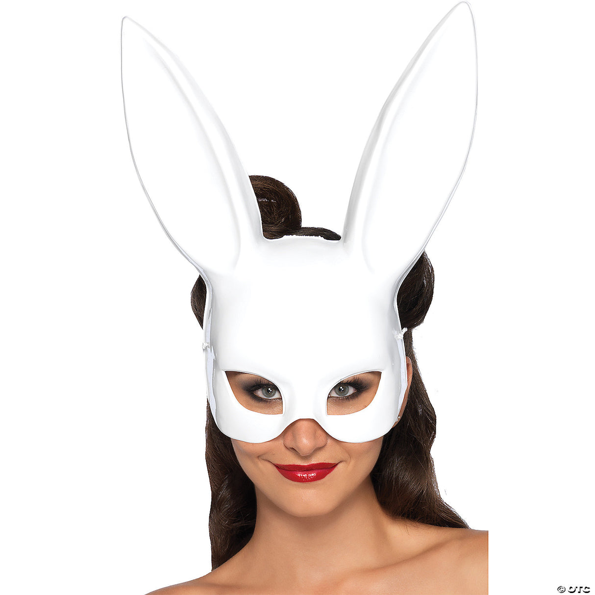 RABBIT EAR MASK-WHITE - Halloween Costume Mask Dress Up Party Accessory