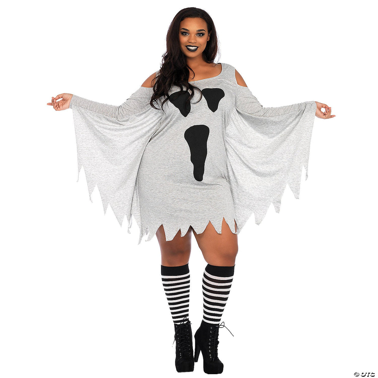 WOMEN'S PLUS SIZE JERSEY GHOST COSTUME - Adult Halloween Costume Cosplay Party O