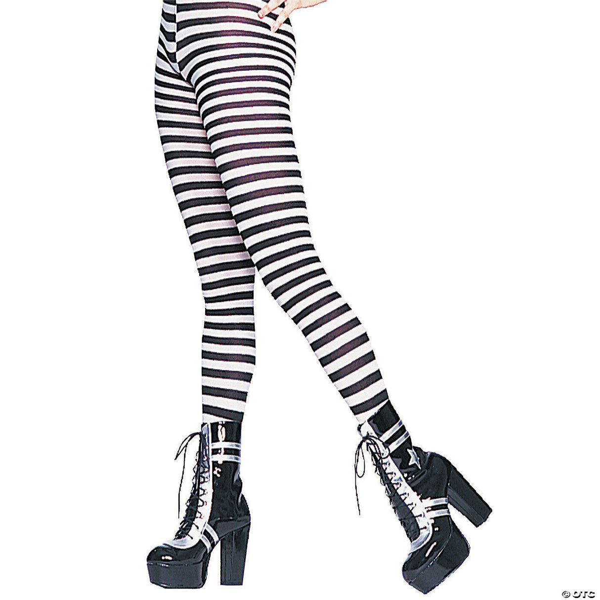 Striped Stockings Halloween Costume Tights – Black & White Pattern