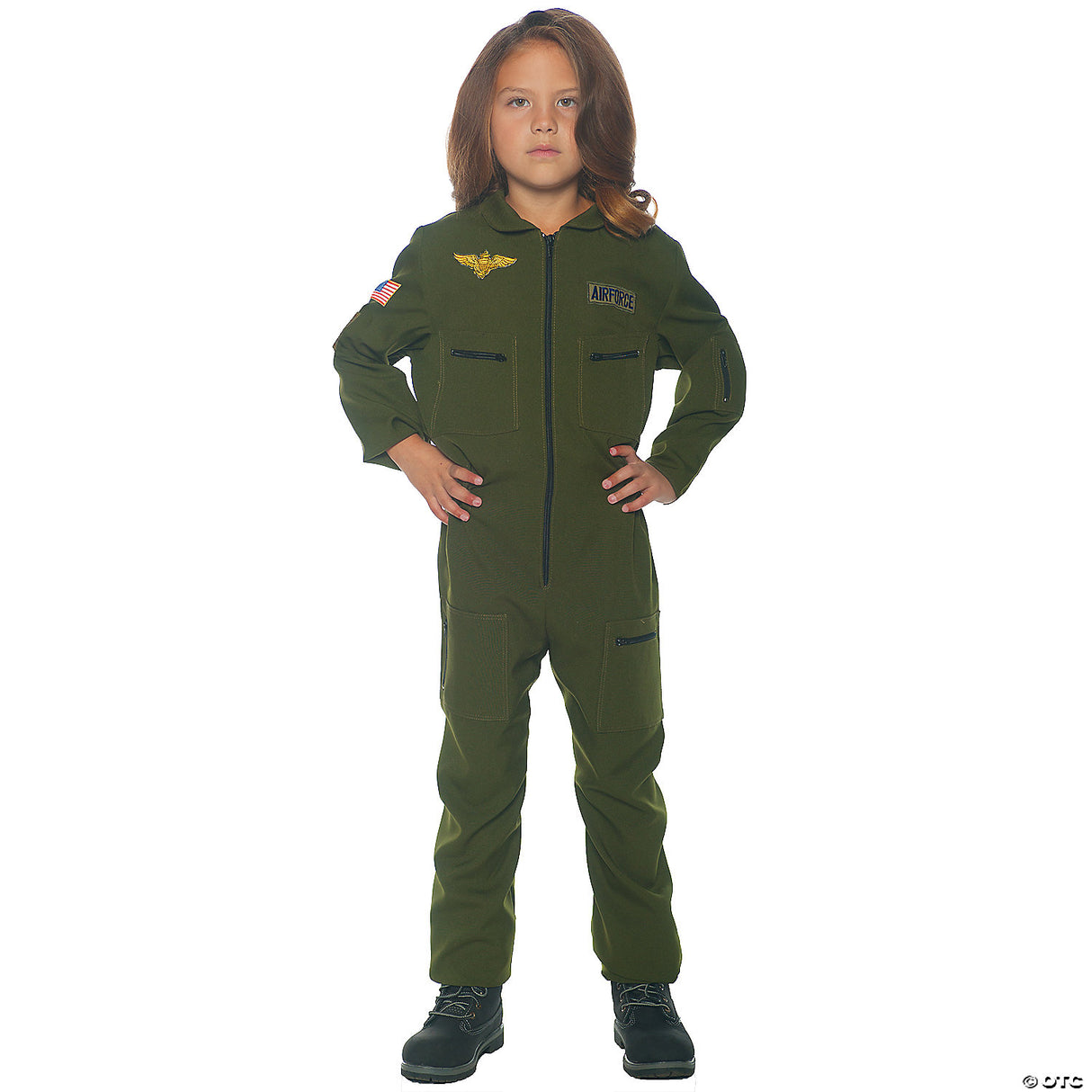 CHILD'S GREEN KHAKI FLIGHT SUIT-SM - Halloween Costume Cosplay & Party Outfit
