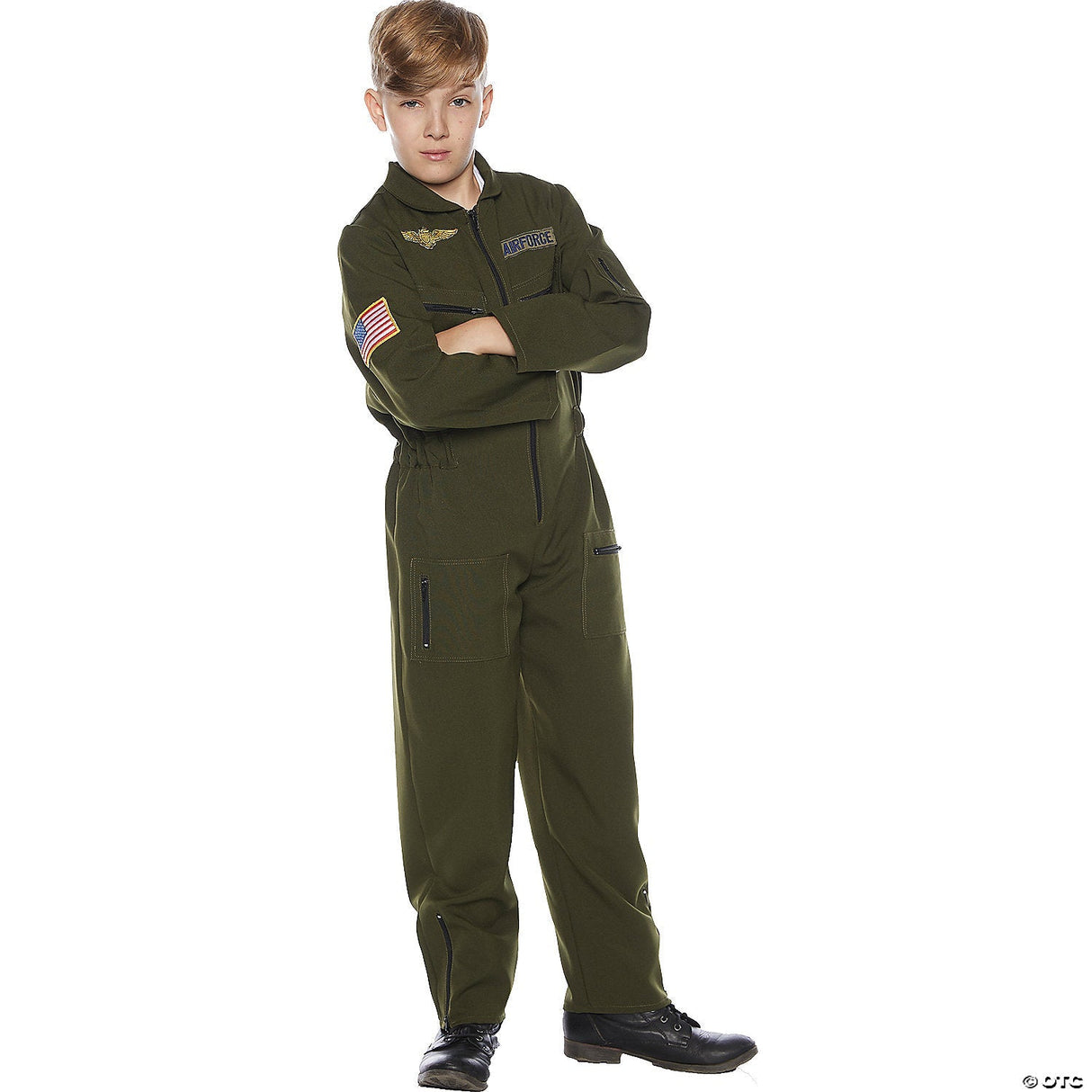 CHILD'S GREEN KHAKI FLIGHT SUIT-SM - Halloween Costume Cosplay & Party Outfit