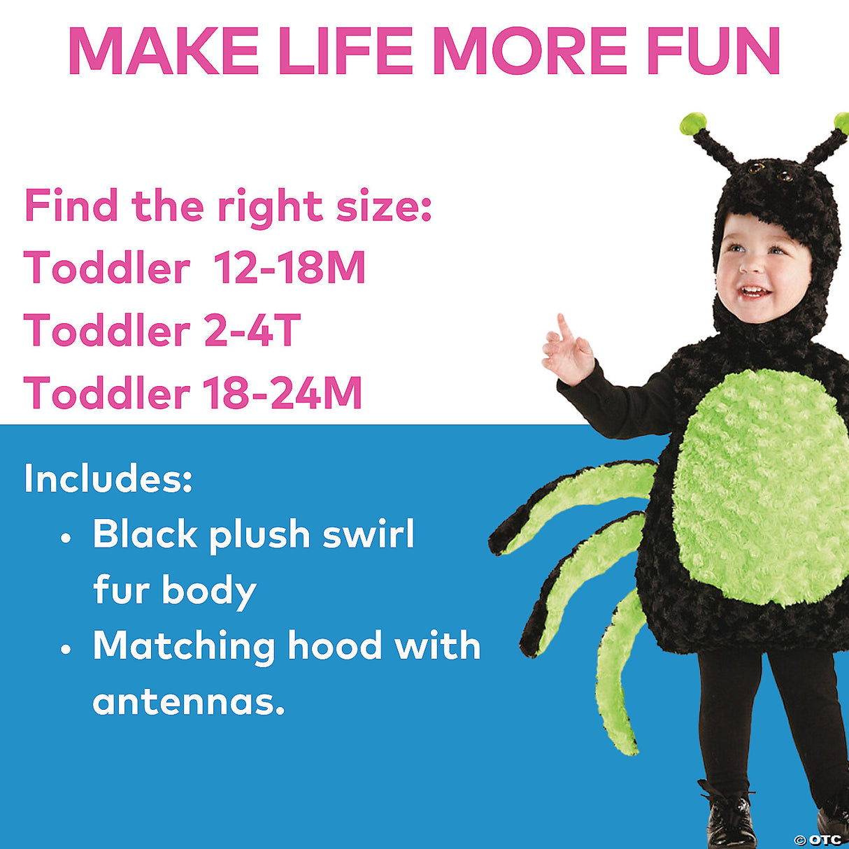 TODDLER SPIDER COSTUME UR25971 - Toddler Halloween Costume Cosplay Dress Up