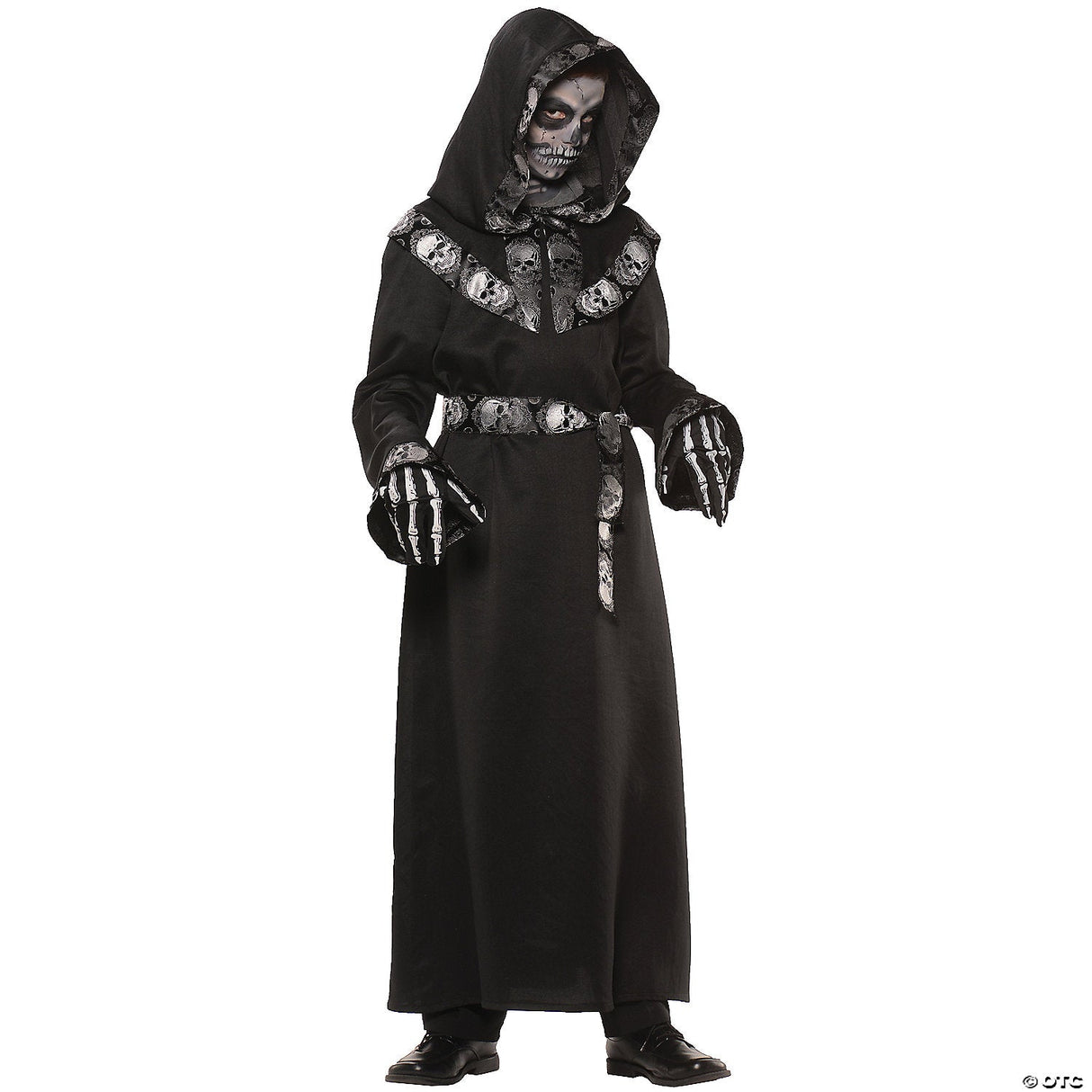 Boy's Skull Master Hooded Robe - Kids Halloween Costume Dress Up Party