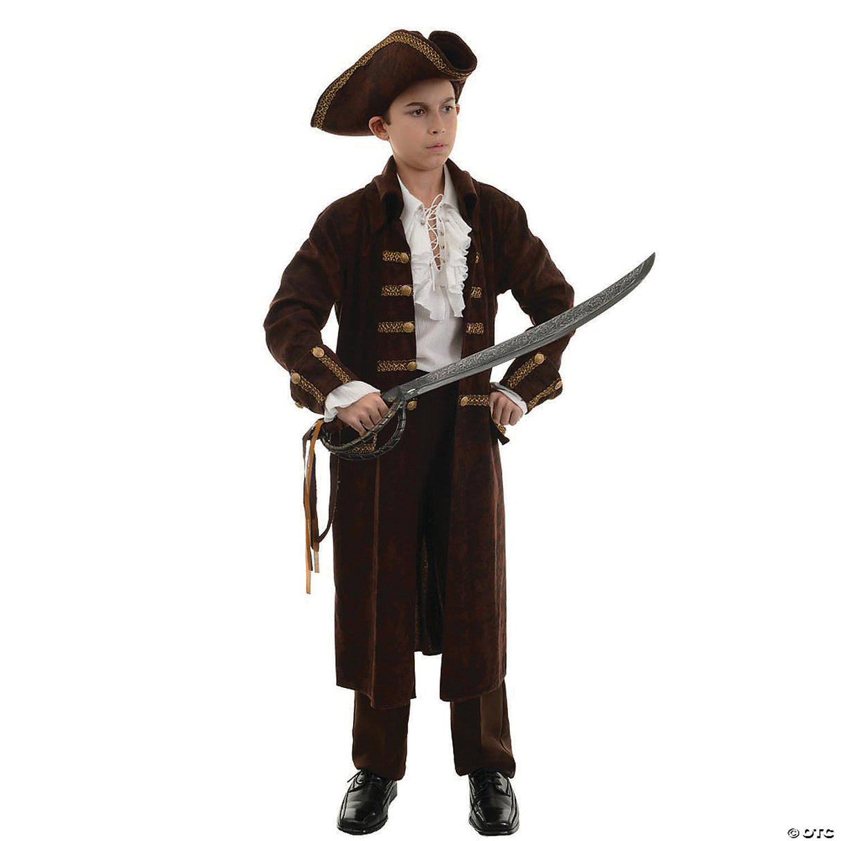 Boy's Brown Pirate Captain Costume - Small - Halloween Costume Outfit Dress Up P