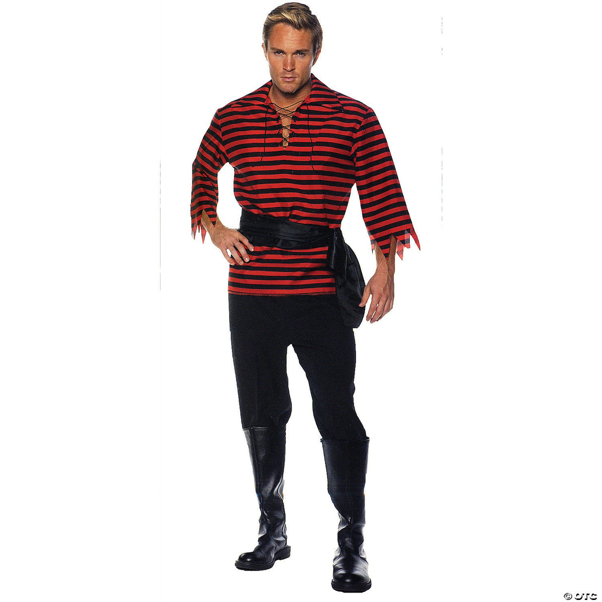 Adult Black & Red Pirate Set Costume – Halloween Buccaneer Cosplay Outfit