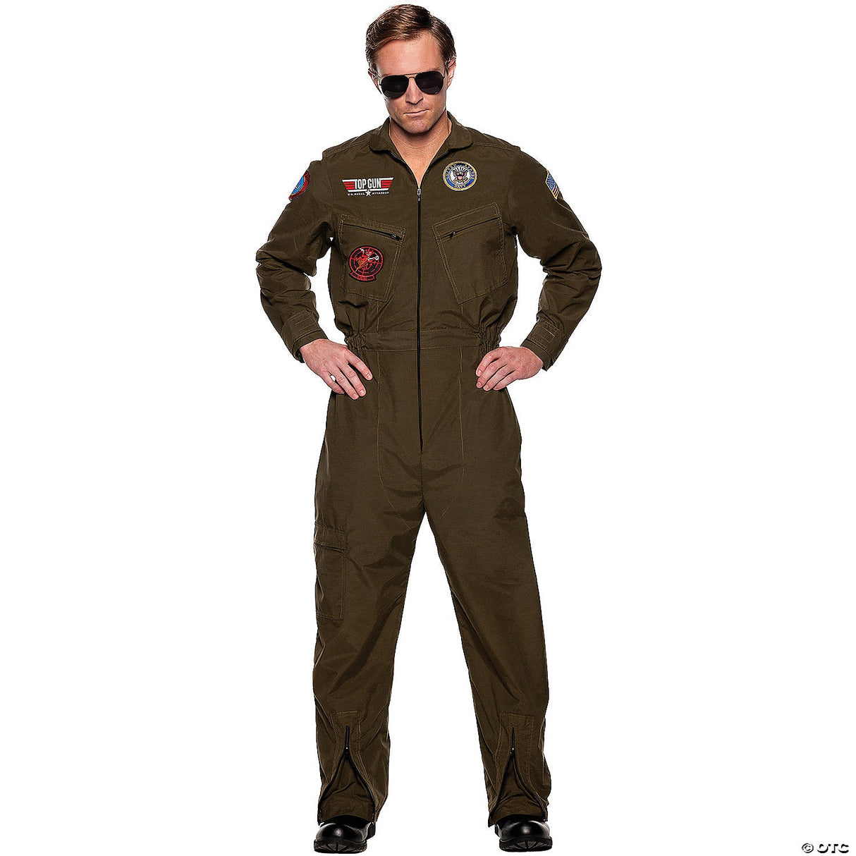 Navy Top Gun Men Pilot Jumpsuit Halloween Costume Accessory Party Dress Up