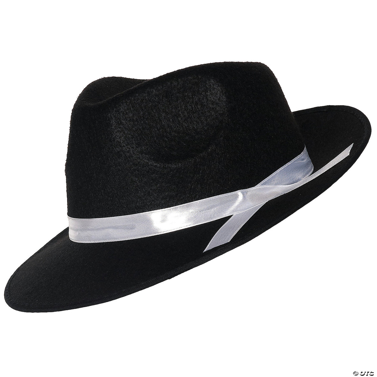 Adults Black Gangster Hat With White Hatband