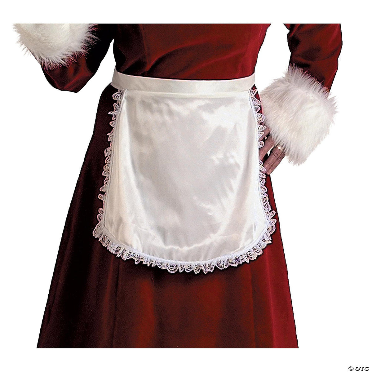 Women’s Adult White Mrs. Claus Satin Apron