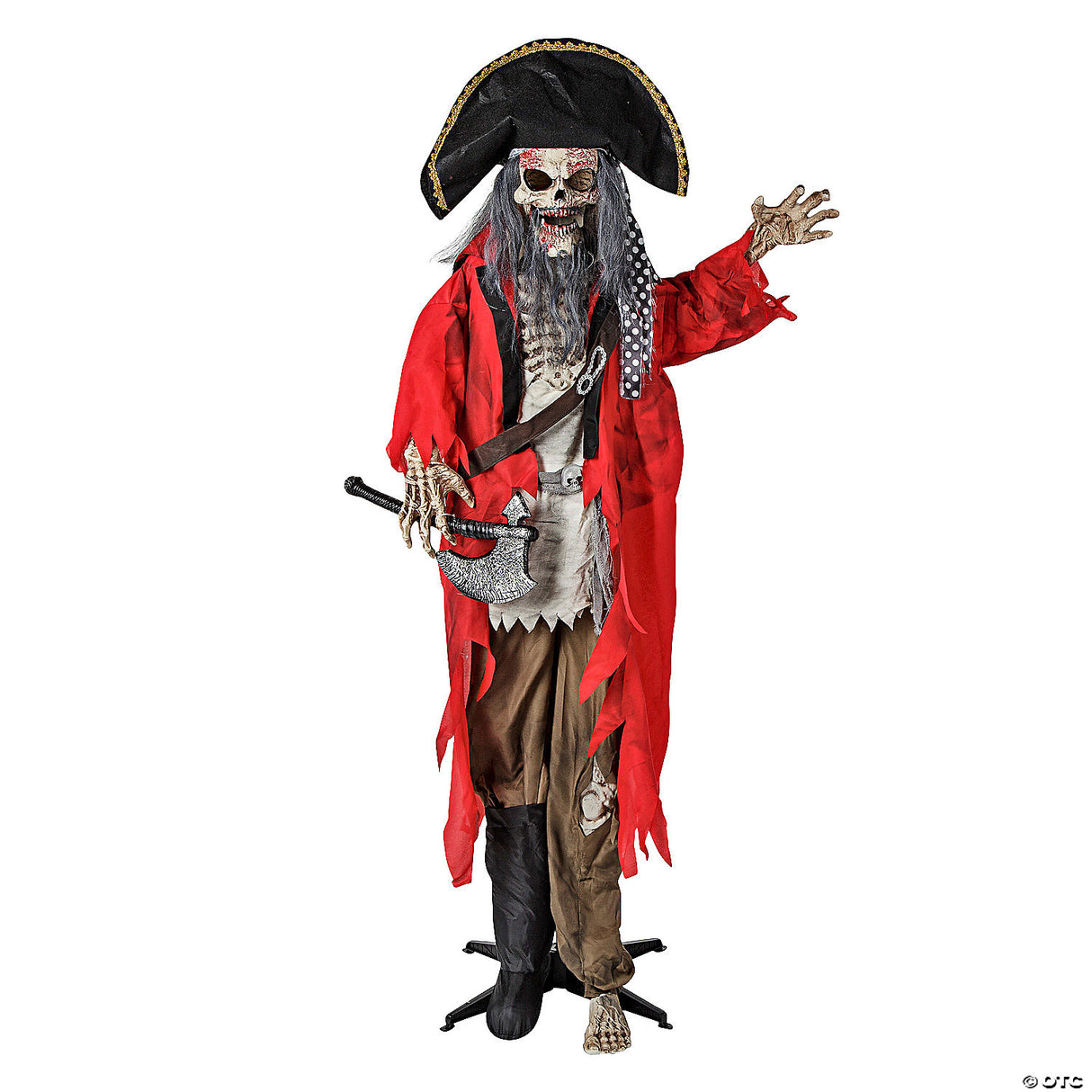 6 Ft. Standing Animated Plastic Skeleton Pirate Halloween Decoration