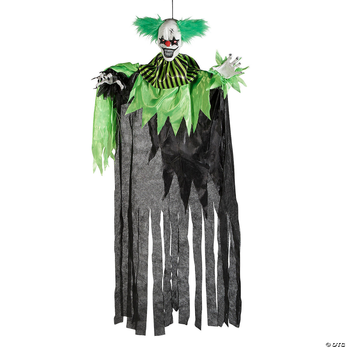 4 Ft. Hanging Animated Green & Black Clown Halloween Decoration