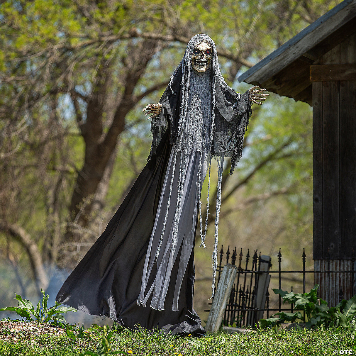 6 Ft. Standing Up & Down Black & Gray Skeleton Reaper Halloween Decoration