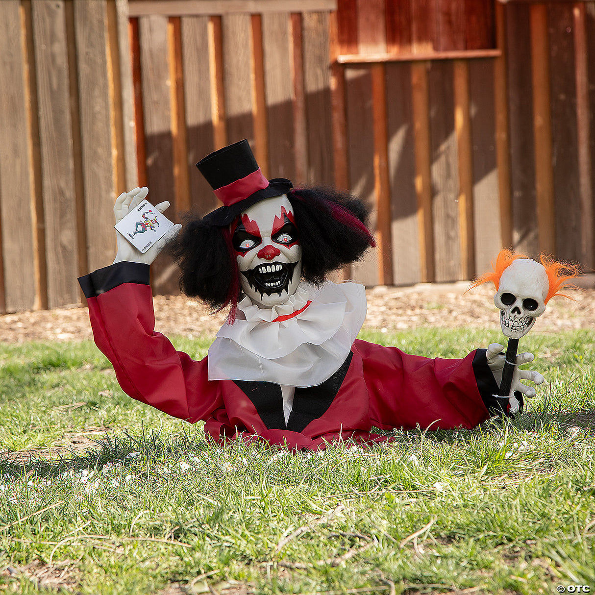 19 1/2” Groundbreaker Animated Black, Red & White Clown Halloween Decoration