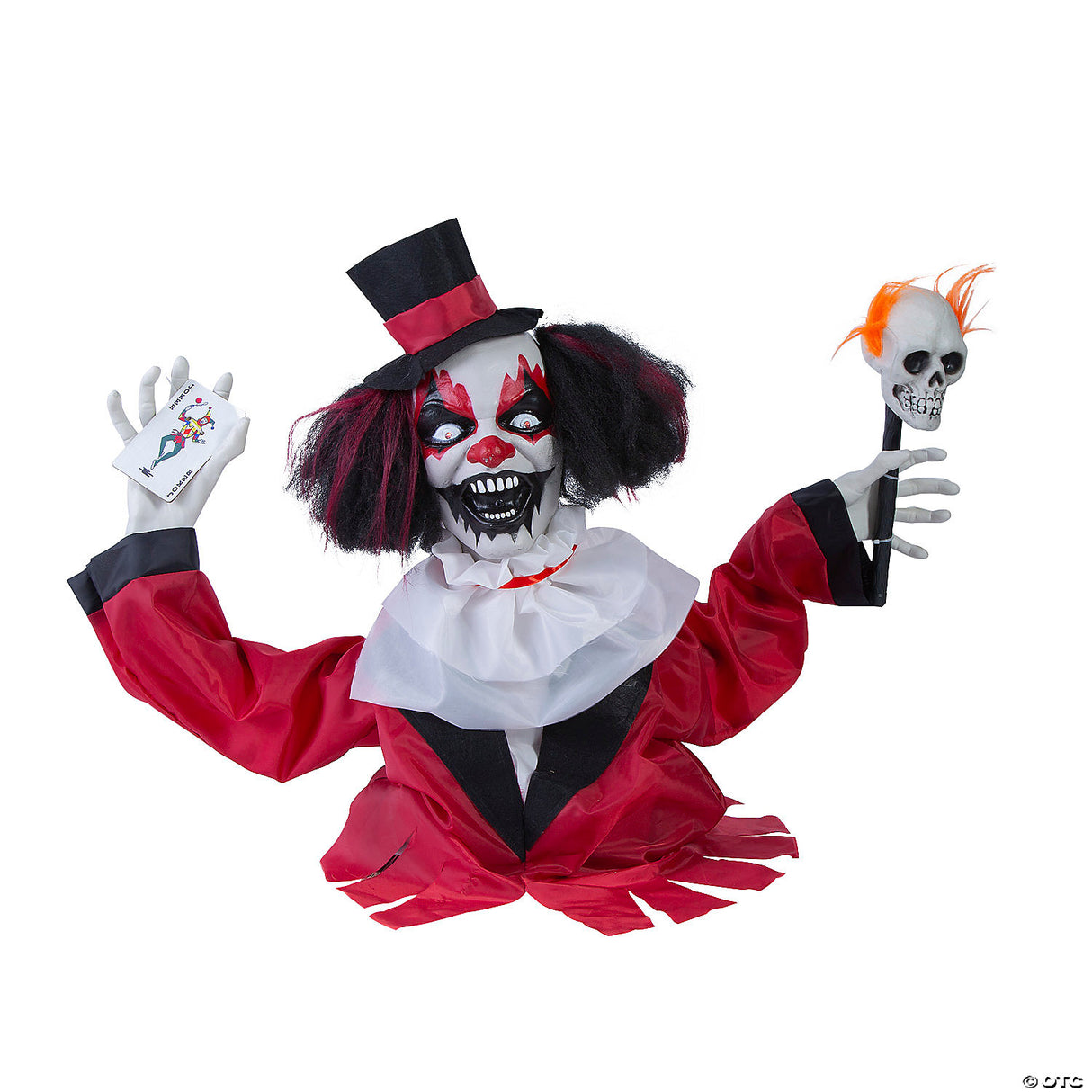 19 1/2” Groundbreaker Animated Black, Red & White Clown Halloween Decoration