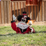 19 1/2” Groundbreaker Animated Black, Red & White Clown Halloween Decoration