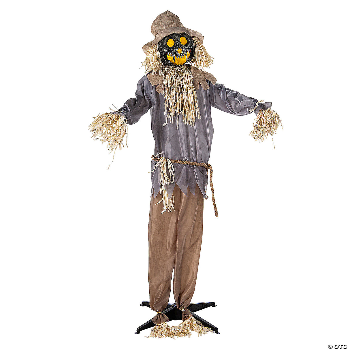 55" X 66 3/4" Animated Standing Evil Pumpkin Scarecrow Halloween Decoration