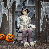 29 1/4" X 47 1/4" Animated Scarecrow On Rocking Chair Halloween Decoration