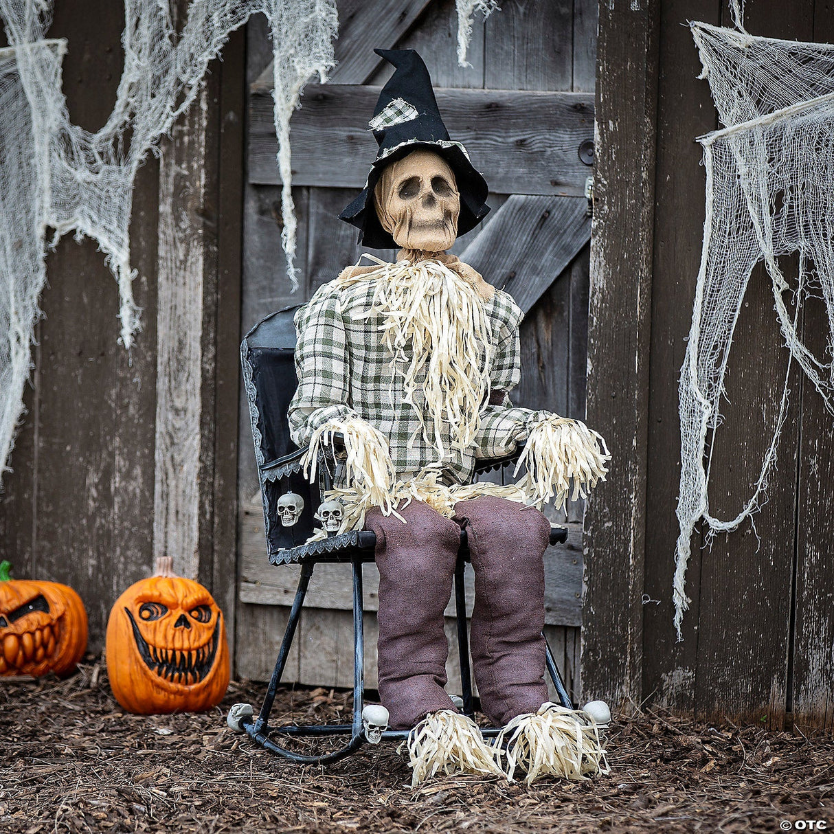 29 1/4" X 47 1/4" Animated Scarecrow On Rocking Chair Halloween Decoration