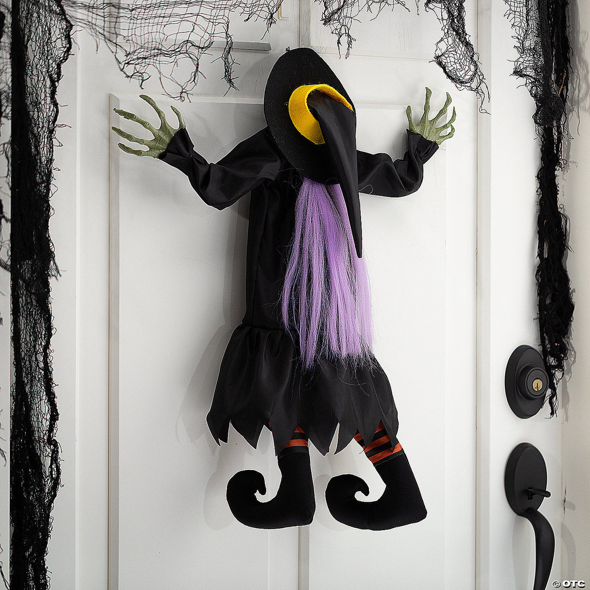 23 1/2" X 29 1/2" Hanging Animated Crashed Witch Halloween Decoration