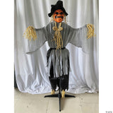 68 3/4" Animated Head Turning Pumpkin Scarecrow Halloween Decoration