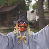 68 3/4" Animated Head Turning Pumpkin Scarecrow Halloween Decoration