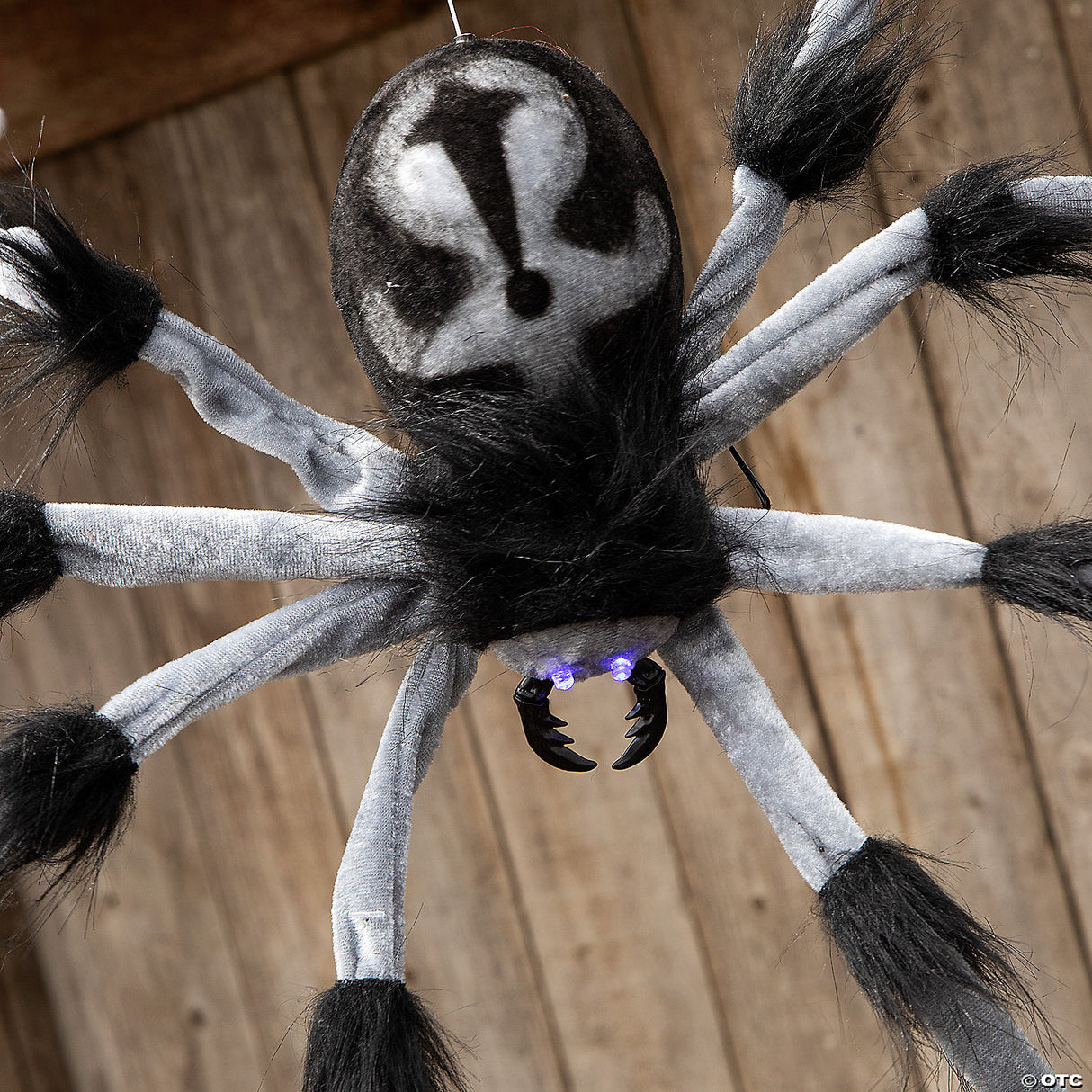 31 1/2" Gray And Black Hairy Floating Spider Hanging Halloween Decoration